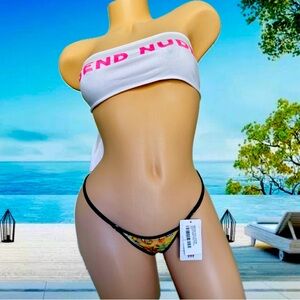 WICKED WEASEL 449 SMALL PARADISE YELLOW THONG BOTTOM.